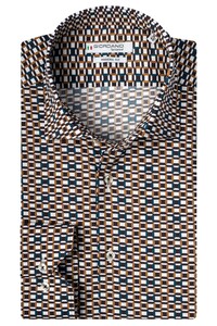 Giordano Maggiore Cutaway Abstract Design by Liberty Shirt Dark Brown Melange