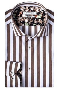 Giordano Maggiore Cutaway Bold Stripe Overhemd Donker Bruin
