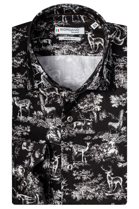 Giordano Maggiore Cutaway Fancy Animal Shirt Black