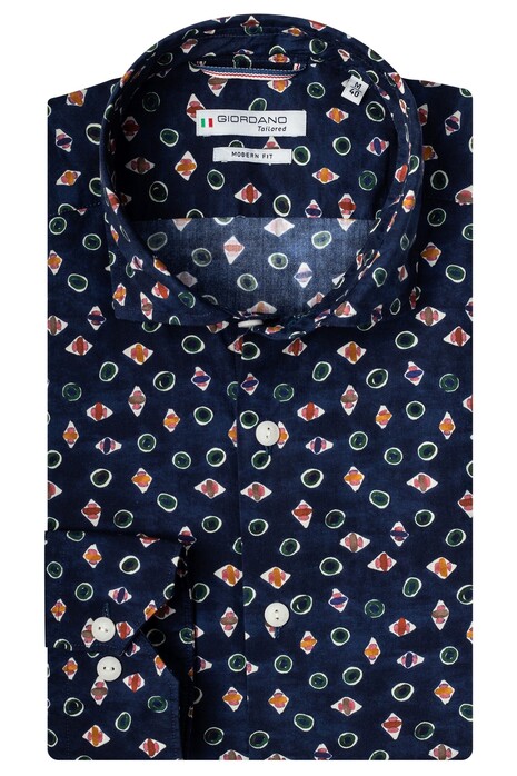 Giordano Maggiore Cutaway Fantasy Design Poplin Shirt Dark Navy