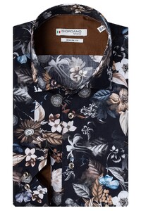 Giordano Maggiore Cutaway Floral Design Poplin Shirt Black