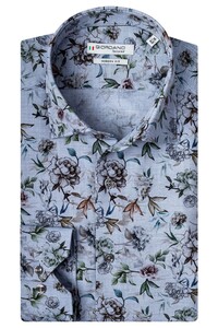 Giordano Maggiore Cutaway Flower Fantasy Melange Twill Overhemd Donker Groen