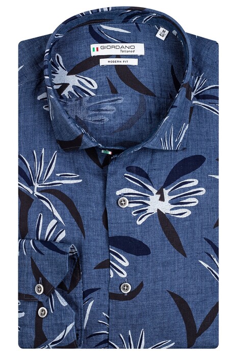 Giordano Maggiore Cutaway Flower Overhemd Jeans Blauw