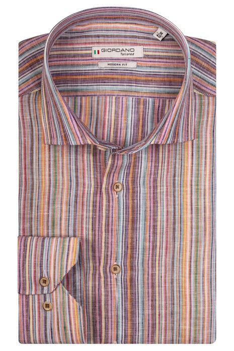 Giordano Maggiore Cutaway Linnen Multi Stripe Overhemd Multicolor