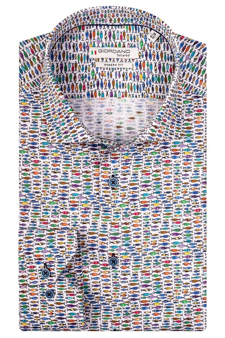 Giordano Maggiore Cutaway Mini Fish Pattern Shirt Multicolor