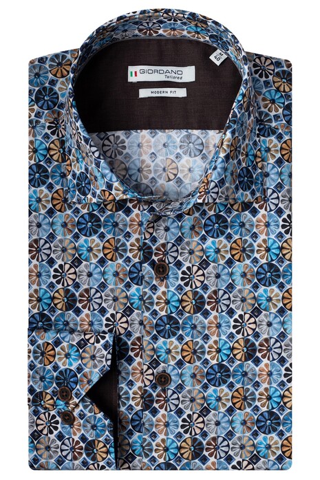 Giordano Maggiore Cutaway Tile Fantasy Poplin Overhemd Dark Navy