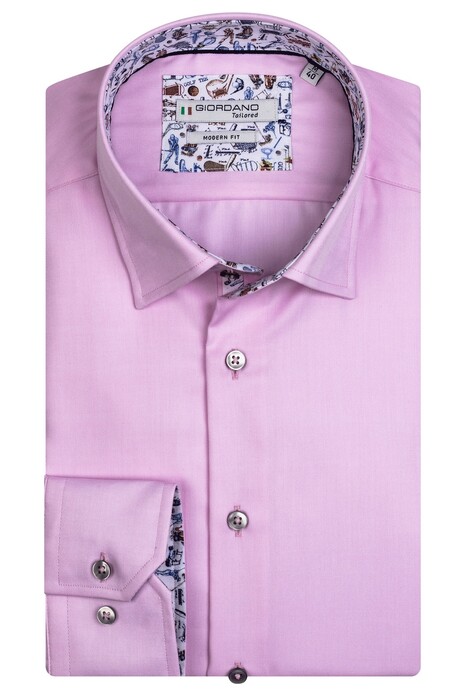 Giordano Maggiore Cutaway Uni Fine Twill Overhemd Roze
