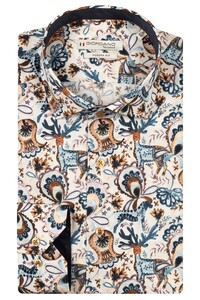 Giordano Maggiore Fantasy Paisley Deer Bells Pattern Overhemd Donkerbruin-Multi