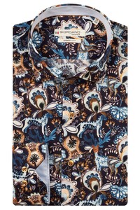 Giordano Maggiore Fantasy Paisley Deer Bells Pattern Shirt Navy-Multi