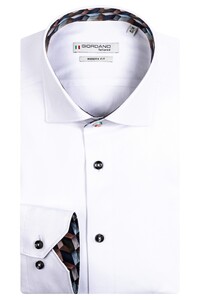 Giordano Maggiore Fine Twill 3D Squares Contrast Fabric Shirt White-Green