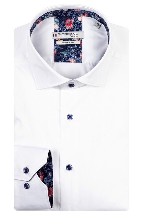 Giordano Maggiore Fine Twill Dark Marine Life Contrast Shirt White