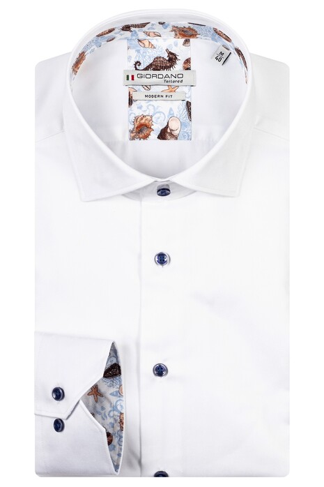 Giordano Maggiore Fine Twill Light Marine Life Contrast Shirt White