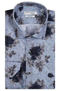 Giordano Maggiore Herringbone Flower Pattern Shirt Navy