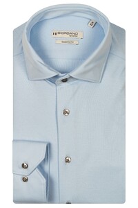 Giordano Maggiore Liquid Cotton Jersey Semi Cutaway Collar Overhemd Licht Blauw
