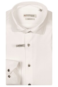 Giordano Maggiore Liquid Cotton Jersey Semi Cutaway Collar Overhemd Wit