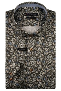 Giordano Maggiore Satin Stretch Allover Flower Pattern Overhemd Groen-Multi