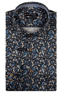 Giordano Maggiore Satin Stretch Allover Flower Pattern Overhemd Navy-Multi