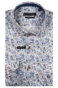 Giordano Maggiore Satin Stretch Allover Flower Pattern Overhemd Optical White-Multi