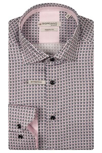 Giordano Maggiore Satin Stretch Graphic Triangles Pattern Overhemd Rood-Multi