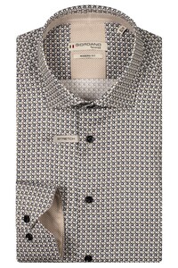 Giordano Maggiore Satin Stretch Graphic Triangles Pattern Overhemd Zand-Multi