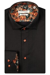 Giordano Maggiore Semi Cutaway Autumn Contrast Fabric Overhemd Zwart