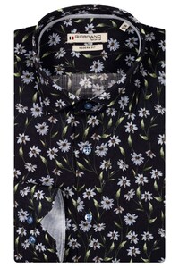 Giordano Maggiore Semi Cutaway Collar Linnen Look Allover Flowers Overhemd Navy-Multi