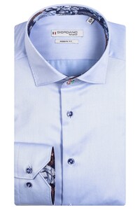 Giordano Maggiore Semi Cutaway Fine Twill Subtle Contrast Shirt Light Blue