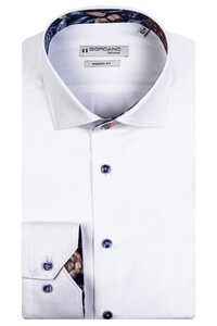 Giordano Maggiore Semi Cutaway Fine Twill Subtle Contrast Shirt Optical White