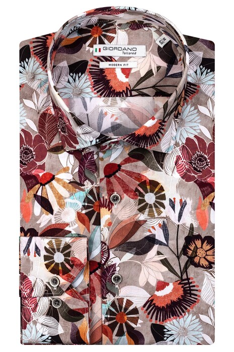 Giordano Maggiore Semi Cutaway Flower Pattern Overhemd Rood