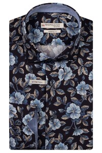 Giordano Maggiore Semi Cutaway Liberty Large Flower Pattern Overhemd Navy-Bruin