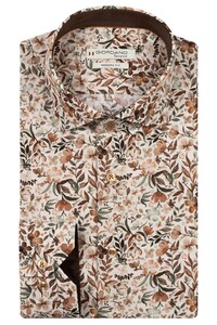 Giordano Maggiore Semi Cutaway Luxury Flower Pattern Shirt Dark Brown-Multi