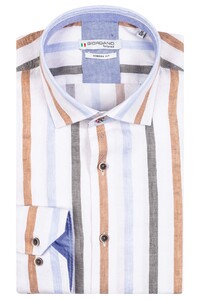 Giordano Maggiore Semi Cutaway Multi Stripe Overhemd Wit-Multi