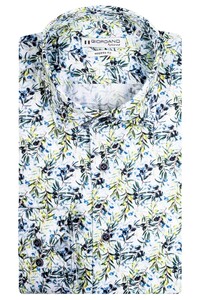 Giordano Maggiore Semi Cutaway Olive Pattern Shirt White-Olive-Multi