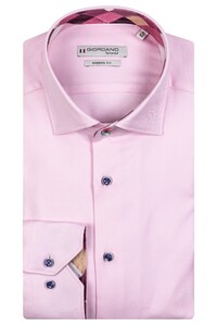 Giordano Maggiore Semi Cutaway Plain Heavy Twill Block Check Contrast Shirt Light Pink