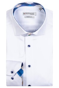 Giordano Maggiore Semi Cutaway Plain Heavy Twill Block Check Contrast Shirt Optical White
