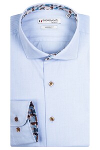 Giordano Maggiore Semi Cutaway Plain Twill Contrast Fabric Overhemd Licht Blauw
