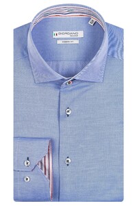 Giordano Maggiore Semi Cutaway Plain Twill Contrast Stripe Overhemd Blauw