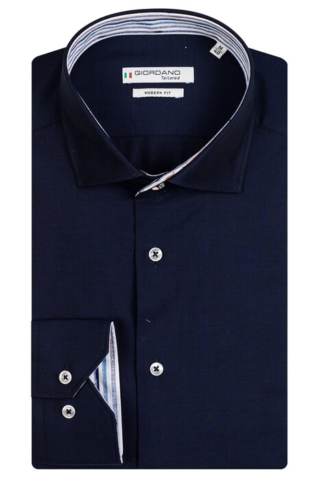Giordano Maggiore Semi Cutaway Plain Twill Contrast Stripe Shirt Navy