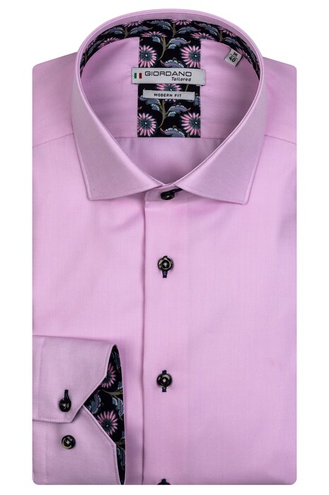 Giordano Maggiore Semi Cutaway Plain Twill Floral Contrast Shirt Pink