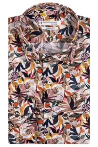 Giordano Maggiore Semi Cutaway Retro Leaves Pattern Overhemd Oranje-Multi