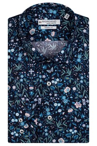 Giordano Maggiore Semi Cutaway Sweet Midnight Flower Pattern Overhemd Royal Blue-Green