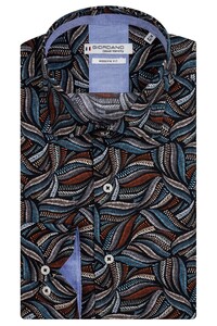 Giordano Maggiore Semi Cutaway Tropical Leaf Pattern Shirt Black-Multi