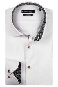 Giordano Maggiore Semi Cutaway Two-Ply Plain Twill Subtle Contrast Overhemd Optical White