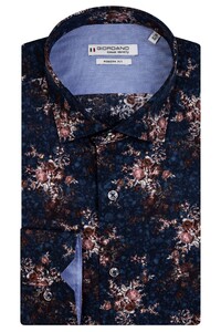 Giordano Maggiore Semi Cutaway Vintage English Floral Design Shirt Dark Navy