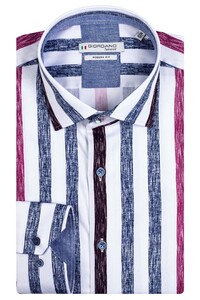Giordano Maggiore Semi Cutaway Wide Stripes Overhemd Roze-Blauw