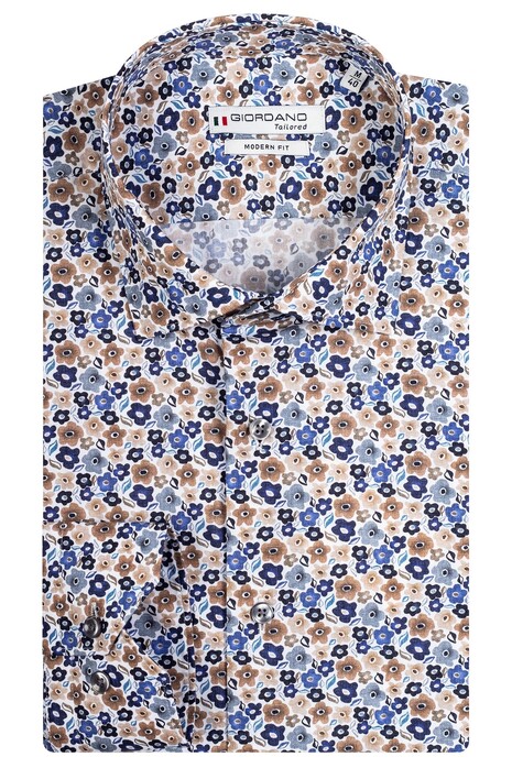 Giordano Maggiore Small Flower Pattern Overhemd Navy-Bruin