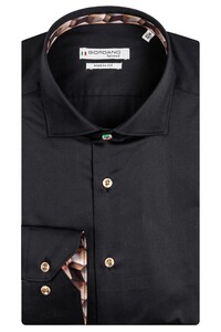 Giordano Maggiore Solid Satin 3D Cubes Contrast Fabric Shirt Black