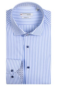 Giordano Maggiore Striped Semi Cutaway Collar Shirt Light Blue