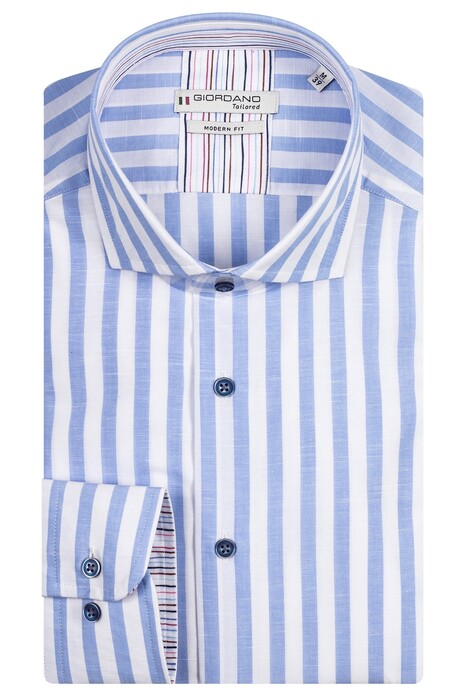 Giordano Maggiore Thick Stripes Overhemd Licht Blauw