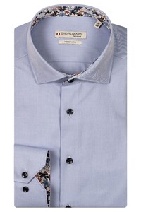 Giordano Maggiore Uni Color Subtle Contrast Fine Twill Two-Ply Cotton Overhemd Licht Blauw